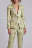 Sage Green Shawl Lapel 2 Piece Single Breasted Wide Leg Prom Suits