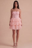 Blush A Line Floral Corset Lace Short Cocktail Dress