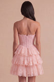 Blush A Line Floral Corset Lace Short Cocktail Dress
