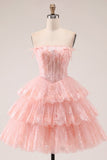 Blush A Line Floral Corset Lace Short Cocktail Dress