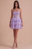 Blush A Line Floral Corset Lace Short Cocktail Dress