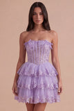 Blush A Line Floral Corset Lace Short Cocktail Dress