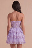 Blush A Line Floral Corset Lace Short Cocktail Dress