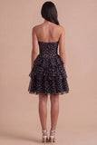 Sweetheart Black A Line Tired Short Corset Cocktail Dress