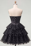 Sweetheart Black A Line Tired Short Corset Cocktail Dress