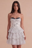 Sweetheart Black A Line Tired Short Corset Cocktail Dress