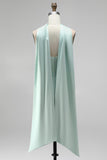 Mint Corset Satin Ruched Short Cocktail Dress with Slit
