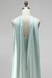 Mint Corset Satin Ruched Short Cocktail Dress with Slit