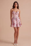 Sparkly A Line Black Floral Sweetheart Short Cocktail Dress