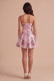Sparkly A Line Black Floral Sweetheart Short Cocktail Dress