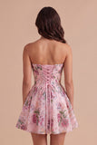 Sparkly A Line Black Floral Sweetheart Short Cocktail Dress