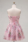 Sparkly A Line Black Floral Sweetheart Short Cocktail Dress