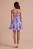 Sparkly A Line Black Floral Sweetheart Short Cocktail Dress