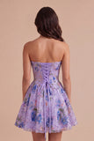 Sparkly A Line Black Floral Sweetheart Short Cocktail Dress