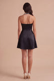 Sparkly Halter Neck A Line Black Short Cocktail Dress