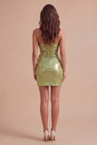 Green Corset Bodycon Ruched Short Cocktail Dress with 3D Flower