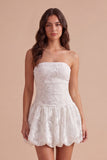 White A Line Lace Floral Strapless Short Cocktail Dress