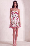 Pink Red Floral A-Line Spaghetti Straps Short Cocktail Dress