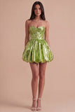 Sparkly Green Metallic Sweetheart A Line Short Cocktail Dress