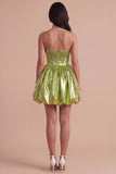 Sparkly Green Metallic Sweetheart A Line Short Cocktail Dress