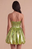 Sparkly Green Metallic Sweetheart A Line Short Cocktail Dress