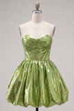 Sparkly Green Metallic Sweetheart A Line Short Cocktail Dress