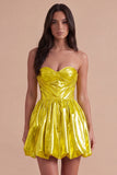 Sparkly Green Metallic Sweetheart A Line Short Cocktail Dress