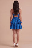 Fuchsia Strapless Ruffled A Line Short Cocktail Dress