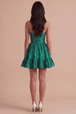 Blue Ruffled Strapless A Line Short Cocktail Dress with Bow