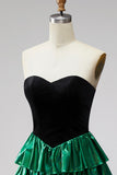 Black Green Sparkly Metallic Sweetheart Short Cocktail Dress