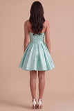 Mint Strapless A Line Short Cocktail Dress