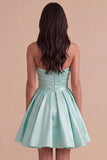 Mint Strapless A Line Short Cocktail Dress