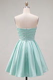 Mint Strapless A Line Short Cocktail Dress