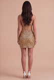 Golden Sparkly Sequin Corset Sweetheart Short Cocktail Dress