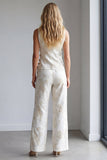 Ivory 2 Piece Floral Notched Lapel Single Breasted Business Suits