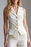 Ivory 2 Piece Floral Notched Lapel Single Breasted Business Suits