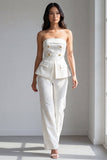Ivory 2 Piece Double Breasted Strapless Business Suits