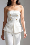Ivory 2 Piece Double Breasted Strapless Business Suits