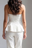 Ivory 2 Piece Double Breasted Strapless Business Suits