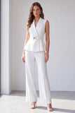 2 Piece Light Yellow Shawl Lapel Business Suits with Belt