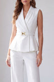 2 Piece Light Yellow Shawl Lapel Business Suits with Belt