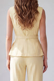 2 Piece Light Yellow Shawl Lapel Business Suits with Belt