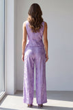 Lilac 2 Piece Floral Single Breasted V-Neck Business Suits