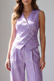 Lilac 2 Piece Floral Single Breasted V-Neck Business Suits