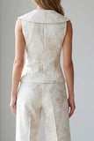2 Piece Ivory Floral Single Breasted Shawl Lapel Business Suits