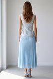 Light Blue Floral Long 2 Piece A Line Single Breasted Square Neck Work Dress
