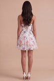 Ivory Floral Corset A Line Strapless Short Cocktail Dress