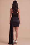 Sparkly Black Sequin Corset Sweetheart Bodycon Short Cocktail Dress with Slit