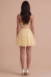 Yellow Floral Strapless Short Cocktail Dress