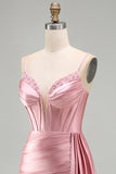 Pink Sparkly Sequin Corset Short Cocktail Dress with Fringes